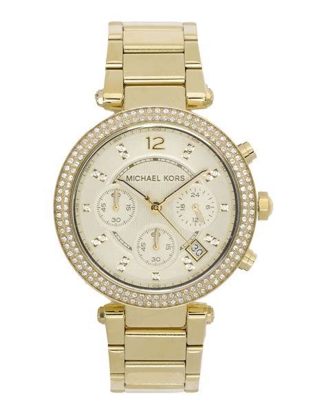 michael kors parker gold tone glitz watch|Michael Kors chronograph.